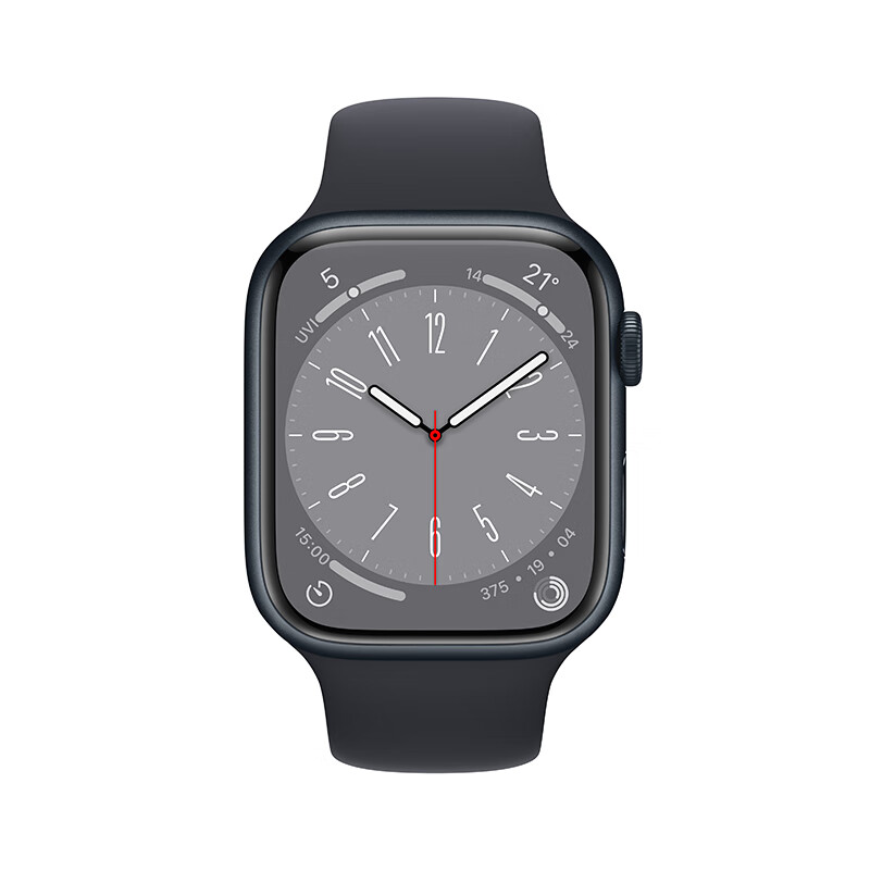 Apple Watch Series 8智能手表GPS款45毫米午夜色铝金属表壳午夜色运动型表带MNP13CH/A主图2