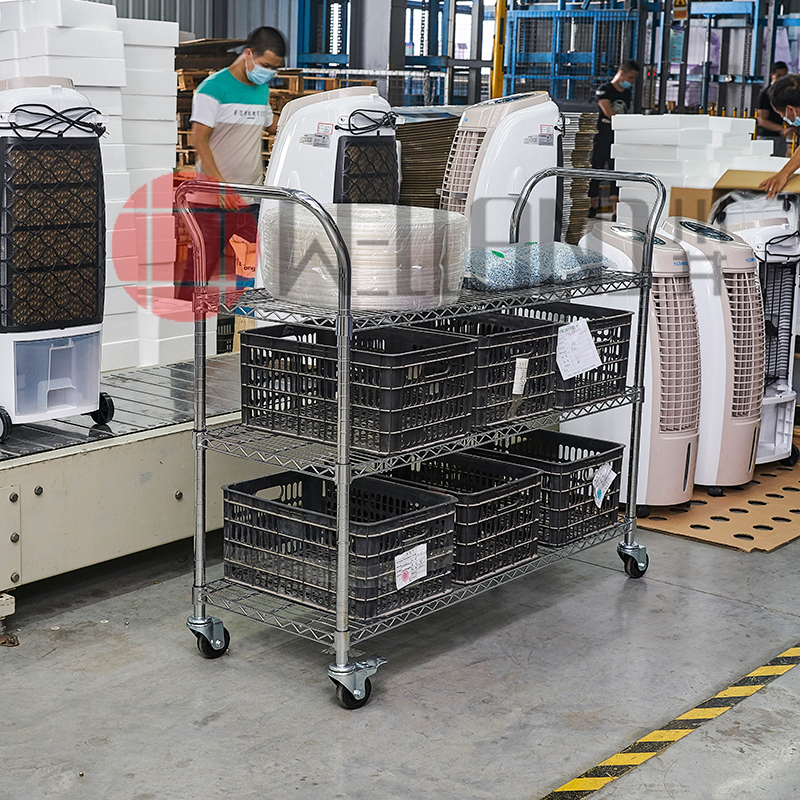 川井(welland)手推车 经典三层金属搬运车可定制小拖车物料转运车车间