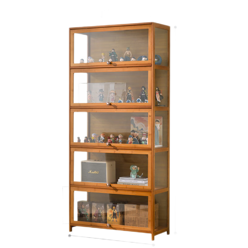 乐高展示柜玩具收纳盒亚克力乐高公仔模型透明仿玻璃化妆品货架烟柜陈列柜超市置物架防尘 【三面透明】一层60长(翻门设计)(见图二)