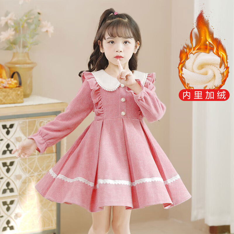 ���ڲ����������Ŷ���Anneyol��Ůͯ����ȹ�＾2024�¿���װСŮ���ﶬȹ�Ӷ�ͯ����Ůͯװ����ȹ ��ɫ���� 140