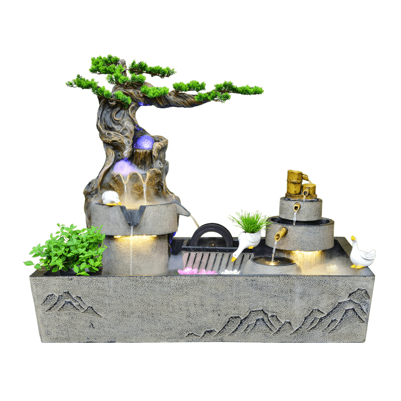 水源工坊 新中式假山流水噴泉庭院造景家居陽(yáng)臺小別野裝飾落地養魚(yú)池 悠逸桃源 庭院款 