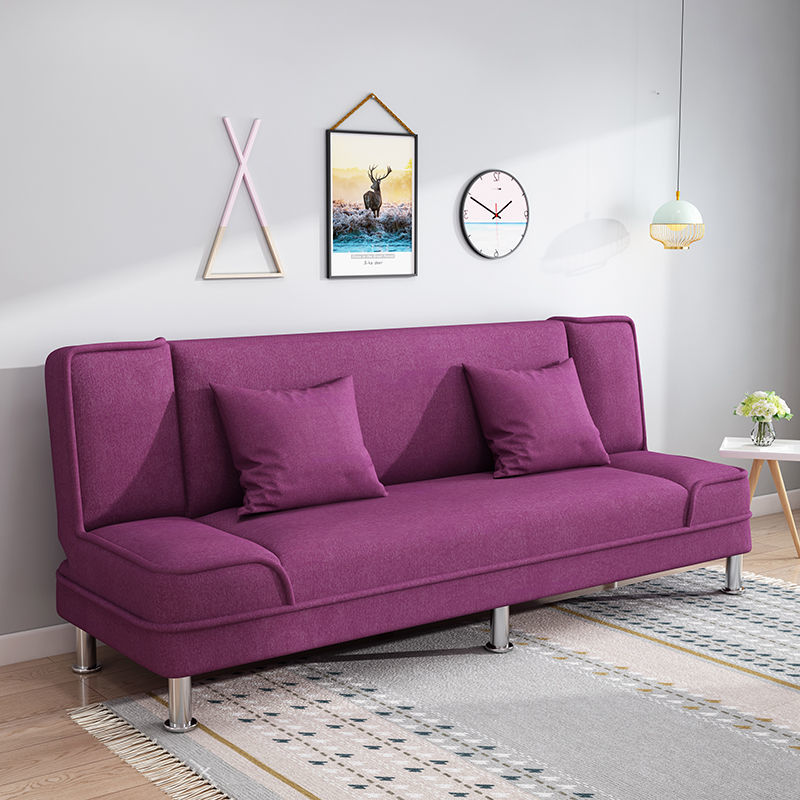 沙发床两用多功能懒人简易折叠小户型客厅出租房单人布艺沙发 香芋紫：棉麻 新款-长度1.8米三人座不带抱枕