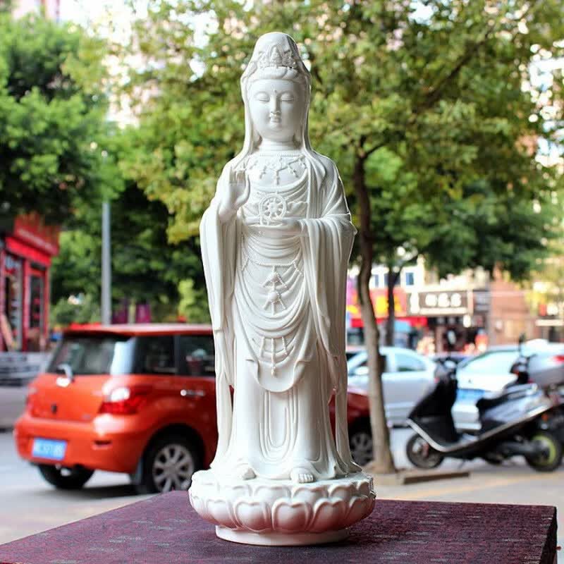 普陀山 南海观音 菩萨 佛像德化白瓷 陶瓷 观世音摆件 16寸 高40宽15
