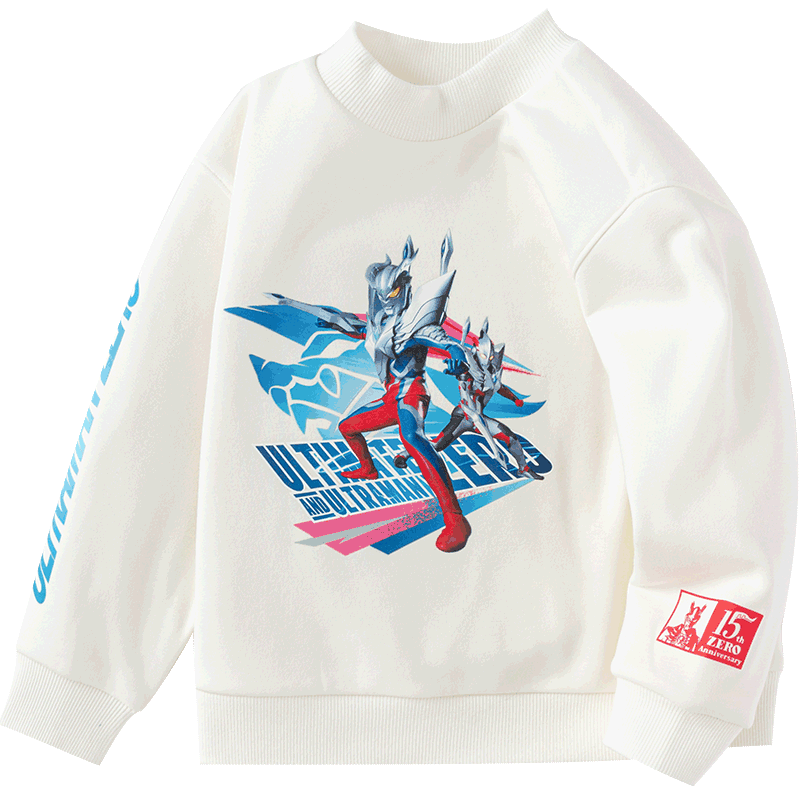 巴拉巴拉【奥特曼IP】男童卫衣加绒半高领秋冬装宝宝休闲上衣百搭 米白10302 140