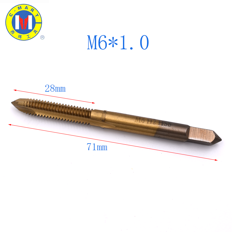 西玛（C-MART）镀钛机用丝锥高速钢直槽丝锥扳牙套装20件套40件套丝攻M3-M12丝攻 机用丝锥M6
