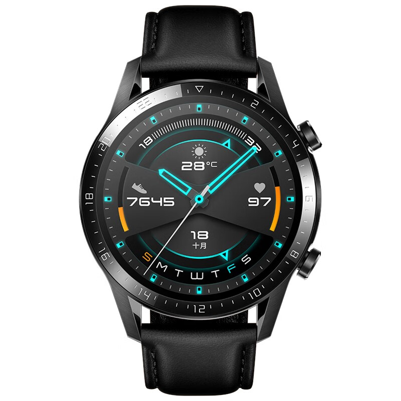 【官网同款】华为手表表带 WATCH GT 2 Pro/Magic/Magic2专用皮质腕带 华为GT2 Pro/荣耀手表2皮带【时尚黑】