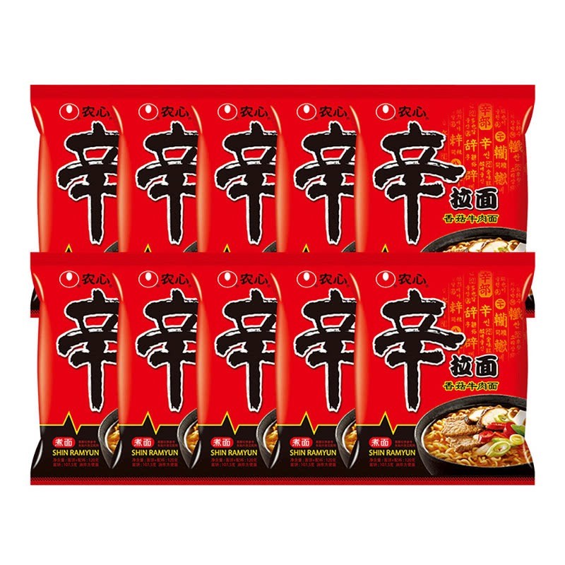 农心(nongshim) 农心辛拉面 (香菇牛肉味) 120g*10包方便面泡面 袋面