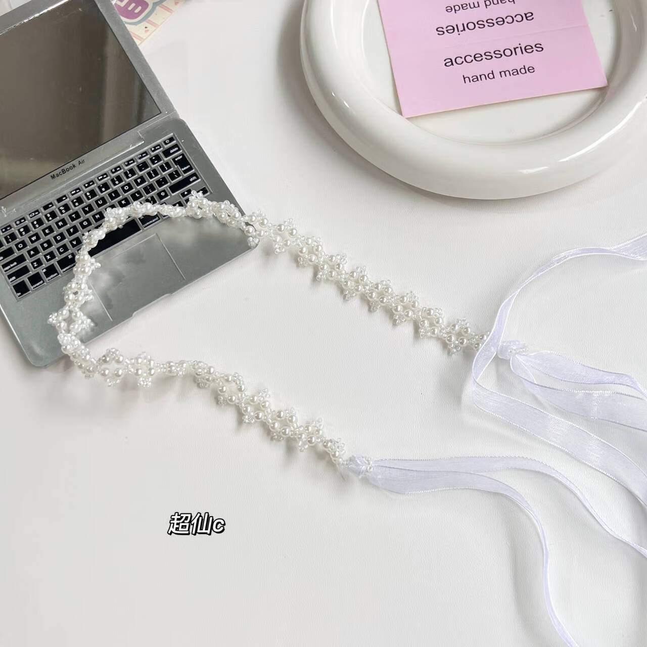 颈带发带仙女锁骨链颈带头箍两用发带森系超仙长飘带头饰 水晶珍珠颈带发带【超仙C】