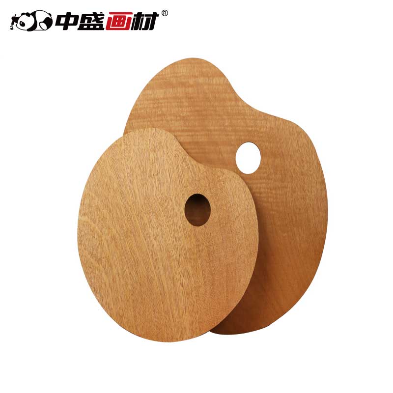 中盛画材 25*30cm封油调色板木制光滑椭圆形油画水粉丙烯颜料调色盘