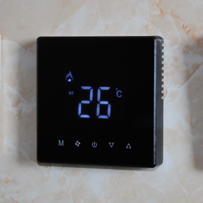 地暖温控器 控制器温控开关电暖地热灰色恒温智能触摸地暖控制面板 全黑色
