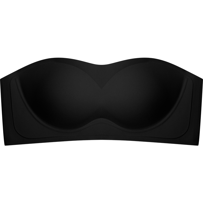 波波小姐(Miss Double)果凍條內衣無肩帶文胸防滑無痕小胸顯大無鋼圈3D舒適隱形 黑色-加厚版 L