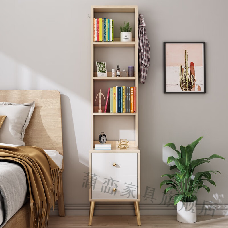 蒲恋 床头柜北欧木床头柜卧室小户型床头柜书架一体简约现代网红ins