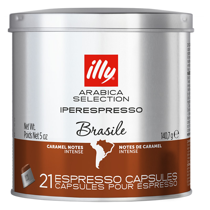 意利（illy） 意式浓缩单品中度烘焙咖啡胶囊21粒罐装 意大利原装进口 巴西