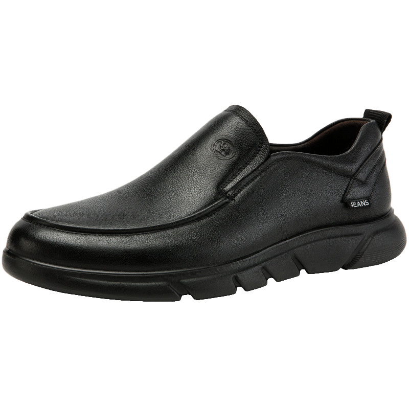 骆驼牌 皮鞋男士商务休闲鞋软底软皮爸爸懒人鞋子W932263660黑色39