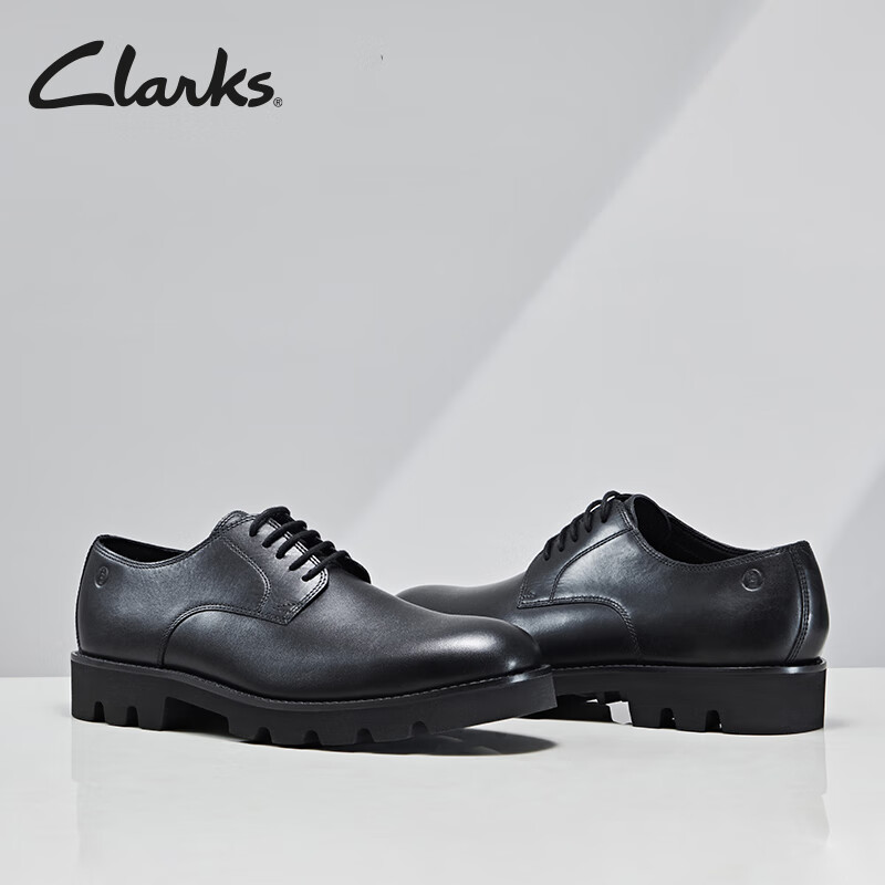 Clarks其乐轻酷系列男鞋商务正装鞋舒适透气德比鞋新郎结婚鞋男 黑色261708287 39.5
