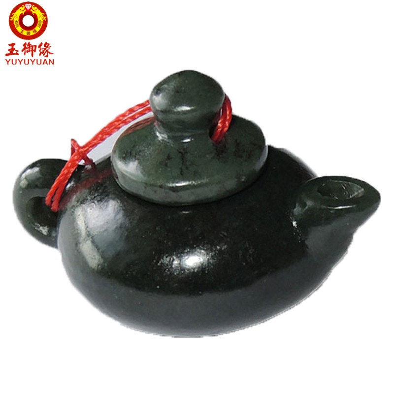 玉御缘    原创和田玉青玉玉石茶壶小摆件百搭送男友长辈礼物