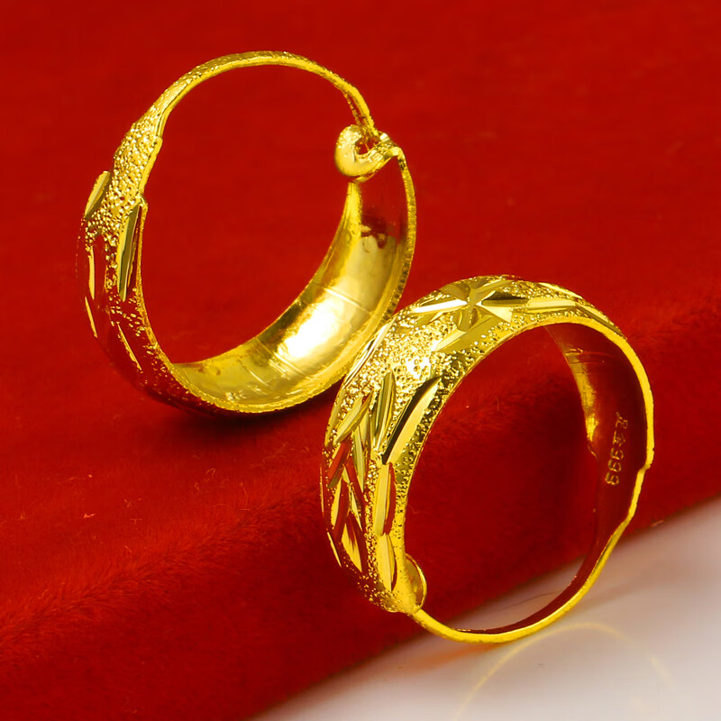 千影珠宝黄色金耳环女款老人耳饰耳骨金饰品妈妈款首饰送生日礼物仿