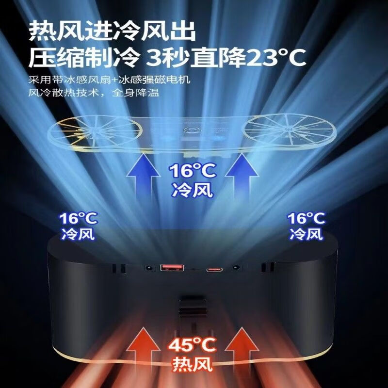 挂腰风扇工地工作超大风力四风口制冷空调长续航焊随身便携式夹腰间大电 黑色2万毫安【4风口带腰带18瓦快充头】