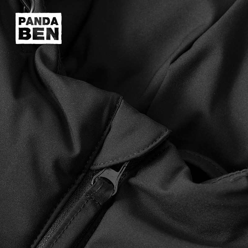 熊猫·本(ben.panda)羽绒服男潮流新款日系防泼水宽松休闲连帽80%白鸭绒保暖外套 黑色 L