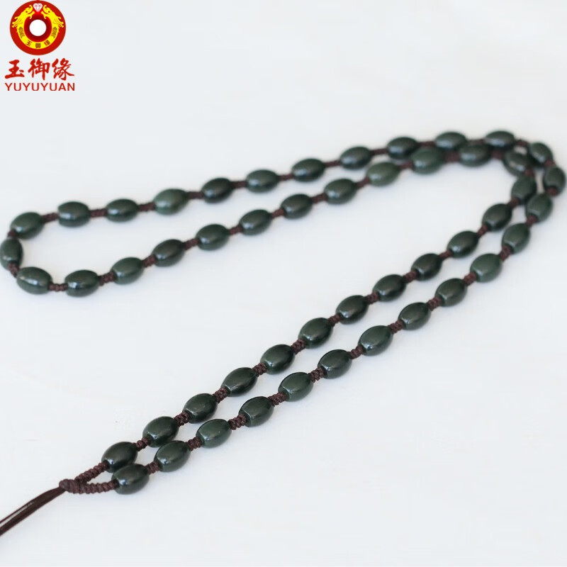 玉御缘青玉玉石项链米珠链 吊坠玉石挂绳毛衣链长项链颈链男女款礼物 珠子直径 6毫米