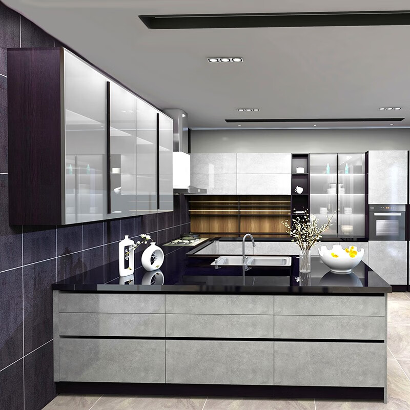 海尔(haier)橱柜整体厨房灶台橱柜成品水槽现代简约开放式中岛定制