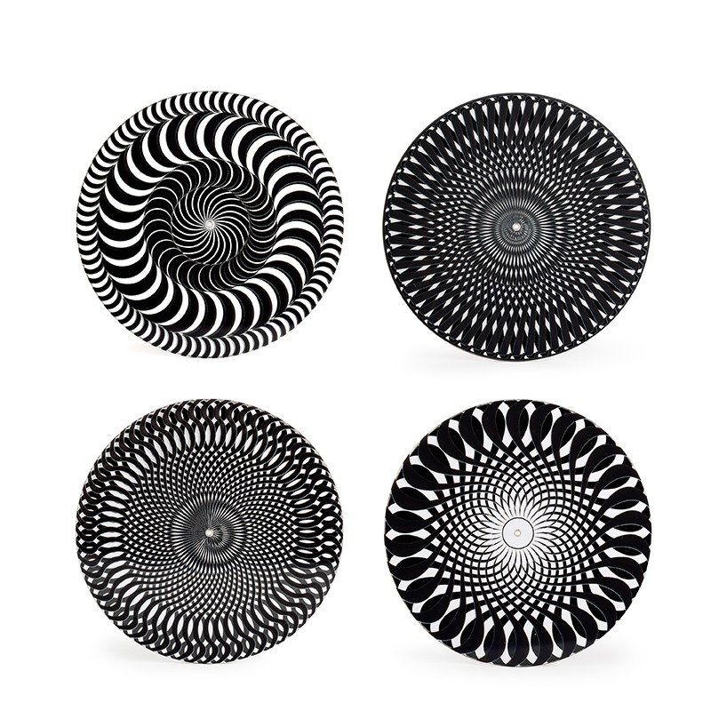 kikkerland杯垫品茗垫子茶道防热垫茶具美式日用品礼物品黑白莫列波纹