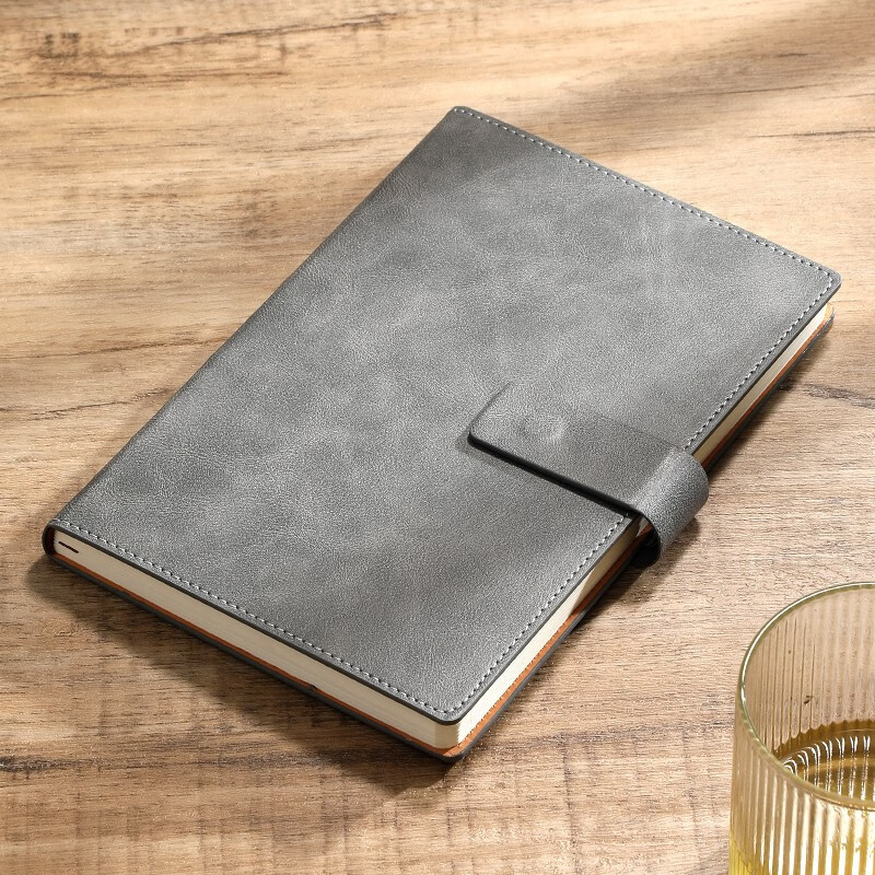 a5搭扣厚本子商务工作办公会议记录本笔记本皮面记事本简约课堂笔记本子ins风学生日记本a5搭扣厚本子 灰色