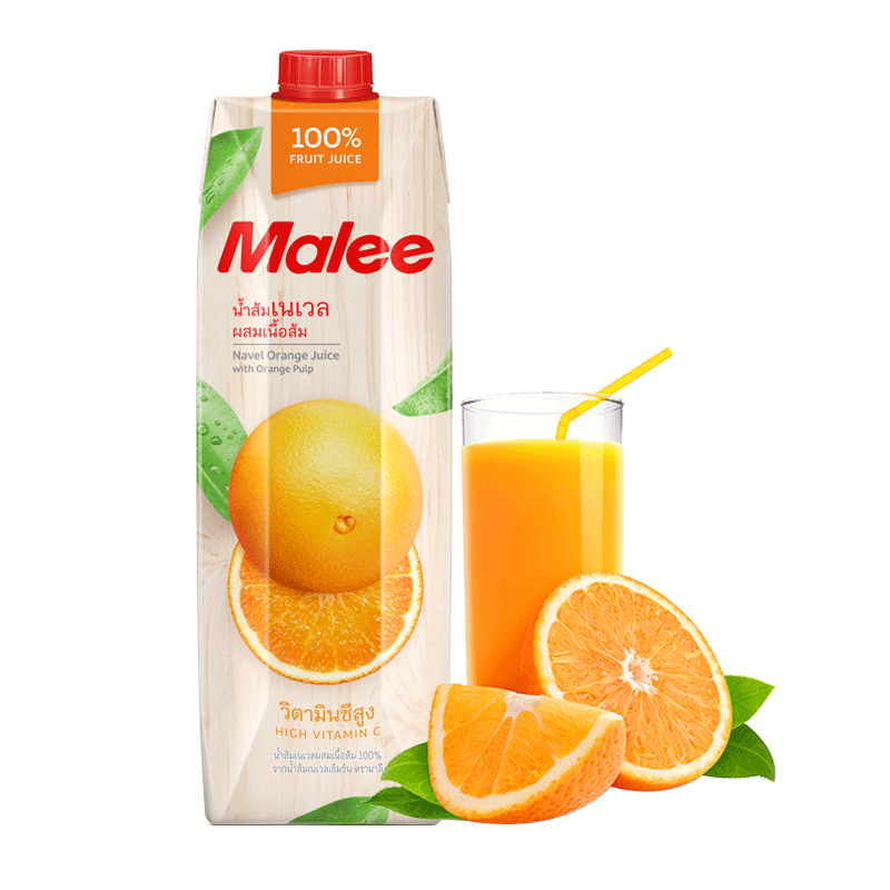 玛丽（Malee）泰国原装进口饮料 NFC复原果味果汁 脐橙山竹石榴芒果葡萄七种口味 大瓶装1升*2 脐橙汁1L*2瓶