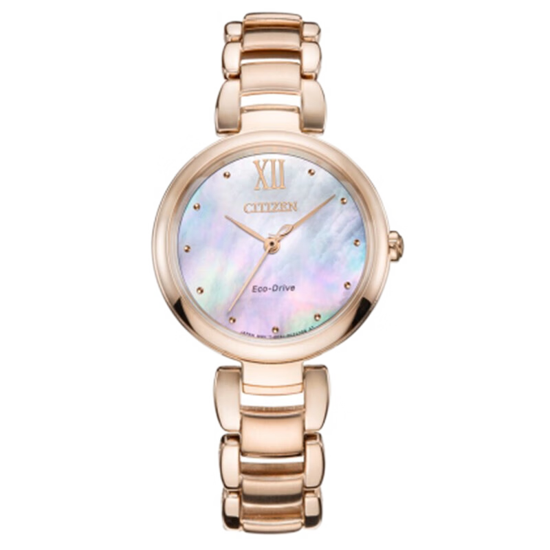 西铁城citizen光动能女表贝母表盘蓝宝石镜面时尚潮流气质手表em05338