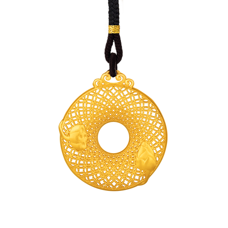 京工美作古法黄金吊坠平安扣项链足金999女款妈妈生日礼物新年送老婆7.23g
