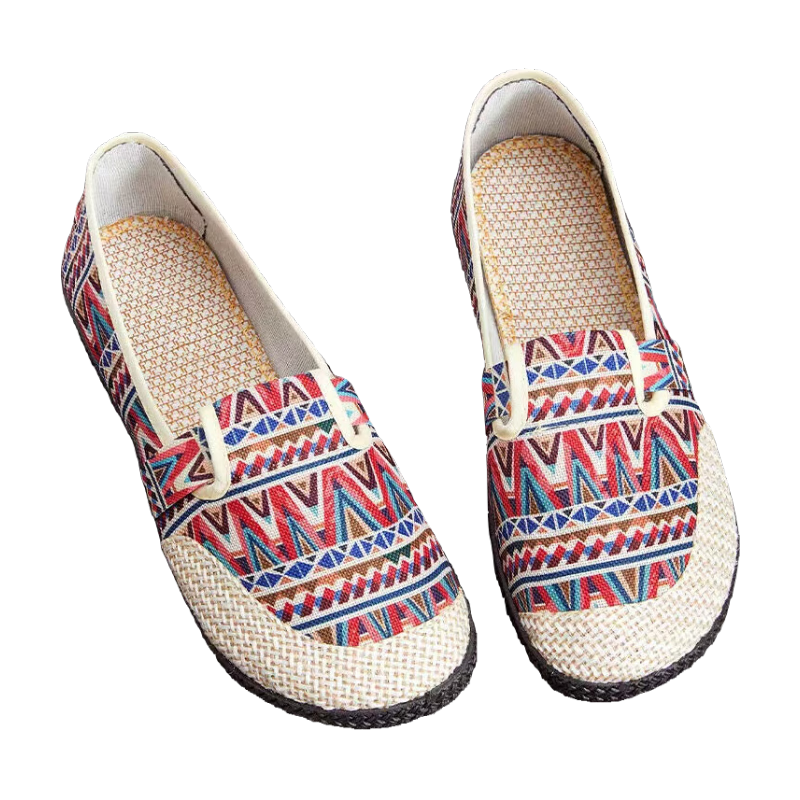 【一蹬到底】新款老北京布鞋休闲女鞋平底软底透气单鞋中年妈妈鞋 绿色条纹【升级版】 37