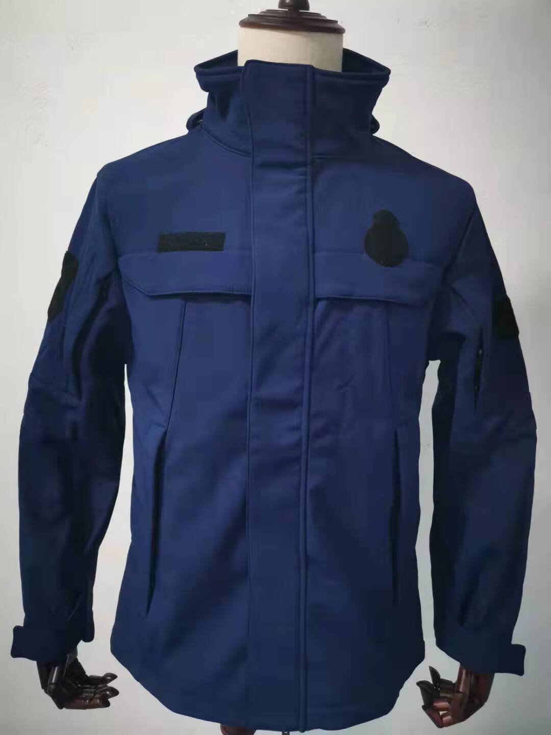 陇聚福消防冬季加绒冲锋衣火焰蓝秋冬防水防风保暖蓝色救援外套