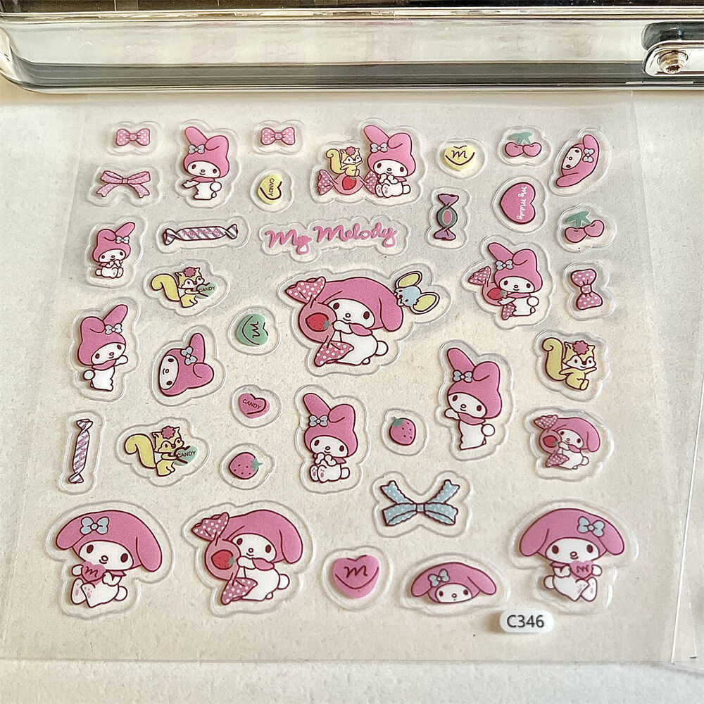 日系卡通三丽鸥透明贴纸diy混合手账装饰防水贴库洛米素材小贴画 透明