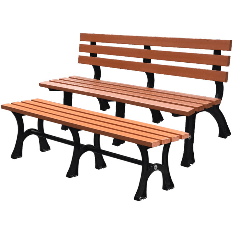 欧芳庭 户外实木塑木公园椅子 防腐木公园长椅 阳台景区休闲座椅 室外广场物业小区庭院 铁艺公园椅子 1.2米防腐木椅子【无靠背】