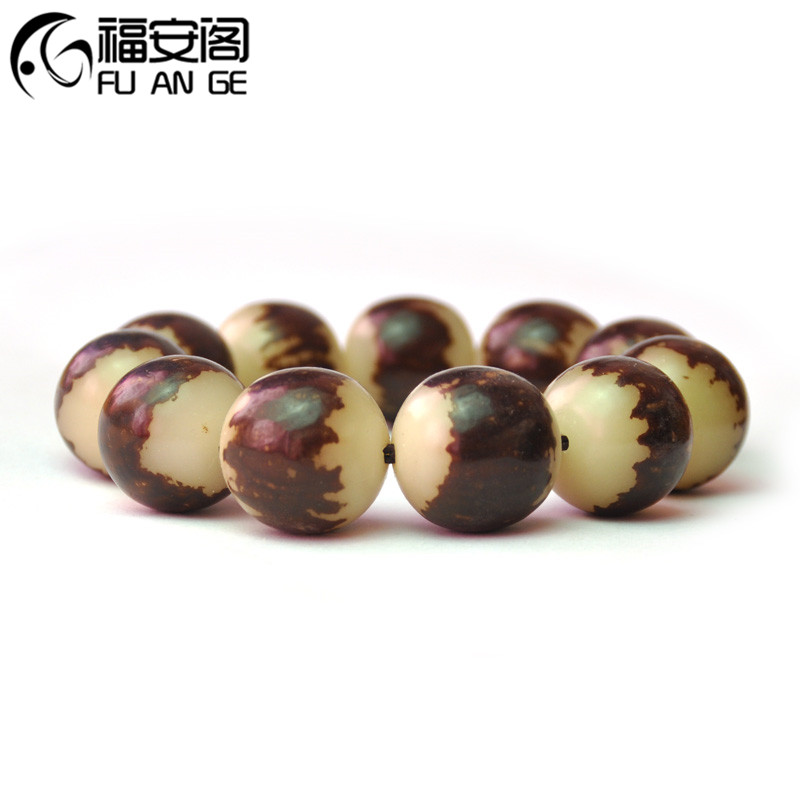 福安阁 原色花菩提根单圈手串白菩提根带皮手链男士佛珠把玩手珠/串