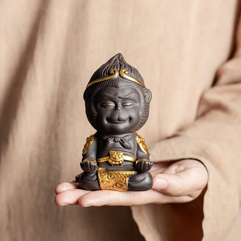 茶宠摆件家用中式创意齐天大圣茶玩可养个性茶虫茶道配件 坐禅悟空