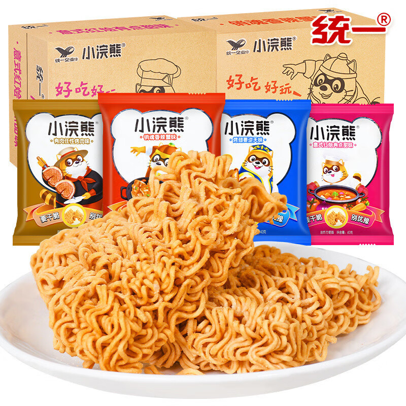 小当家统一小熊干脆面捏碎干吃方便面点心面怀旧休闲零食 统一小浣熊