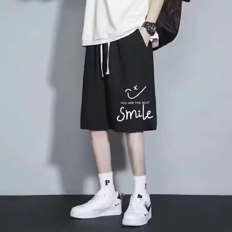 嘉晔夏季短裤男宽松5分休闲胖哥运动潮牌弹力加肥加大码胖子五分裤子 k57黑色【微笑短裤】 XL【100-120斤】属于什么档次？