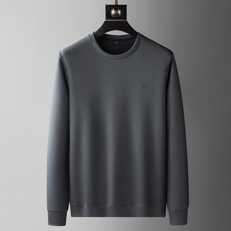 品质新疆长绒棉卫衣男圆领新款秋冬季内搭休闲纯色套头长袖 m222-雾灰