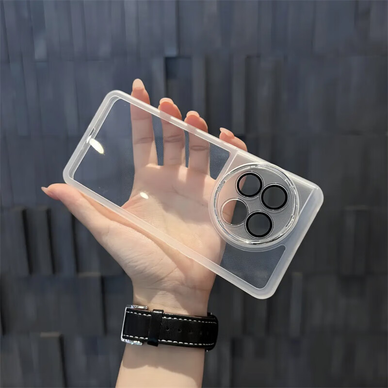 LNXXS 解压旋转陀螺支架透明软壳适用一加ace5pro手机壳自带镜头膜ace3pro高级感一加ace2Pro防摔保护套 解压陀螺支架款【透黑】护镜透明硅胶软壳 一加 Ace 3 Pro