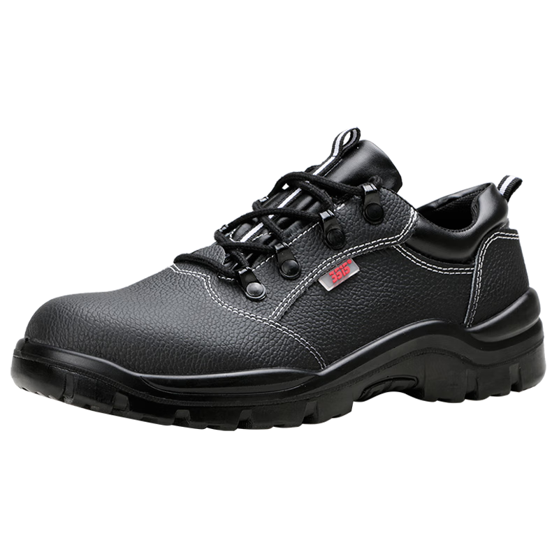 35153515男勞保鞋防砸電絕緣減震緩沖耐磨工地徒步黑色牛皮安全防護(hù)鞋 黑色 35