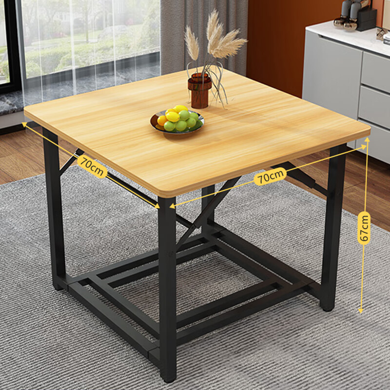 餐桌烤火桌用小桌子吃饭桌简易小型折叠桌椅 双层钢架桌【70x70x67】