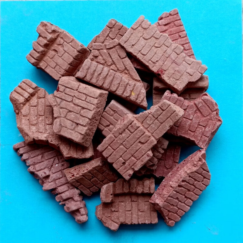 军事沙盘地台1/35砖块瓦片碎石残墙素材场景建筑废墟瓦砾模型 红砖墙b