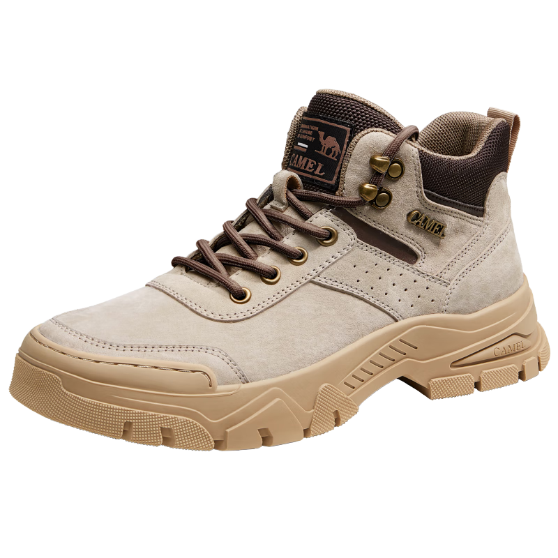 骆驼（CAMEL）经典男士工装靴美式复古户外百搭耐磨厚底增高马丁靴会员 G13W076017 流沙色 42