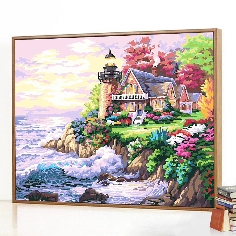 装饰画 097海边别墅 40*50带内框1
