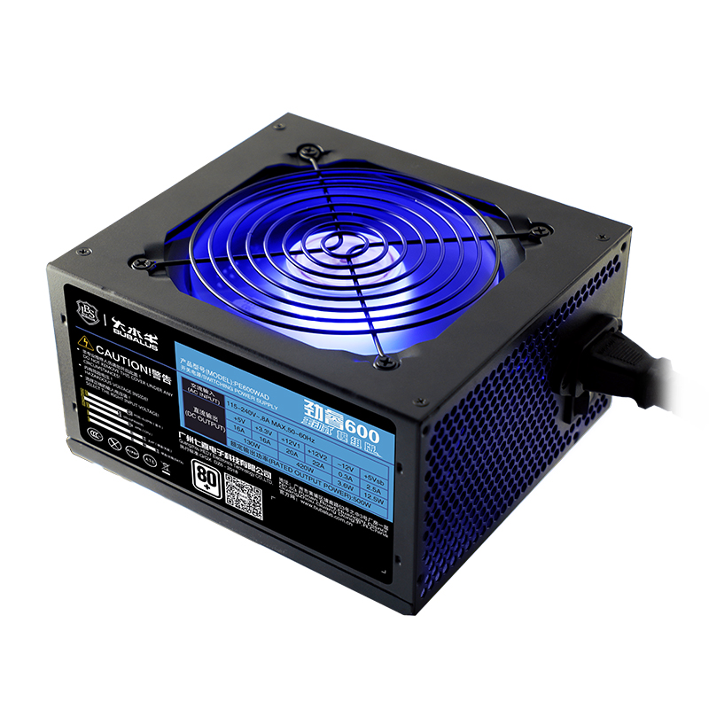 大水牛（BUBALUS）额定500W 劲睿600半模组游戏电脑电源 (蓝光风扇/主动式/宽电压/低待机功耗/背线)