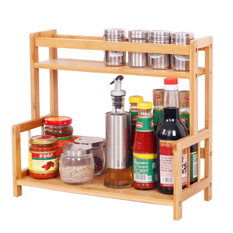 竹城鼎信 调味料架厨房调味品置物架多层台面多功能调味用品收纳架刀架楠竹储物架整理架 二层调味架