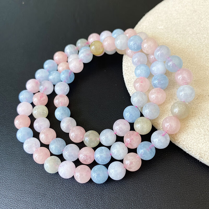 瓶凡天然糖果色摩根石多三圈手串女时尚小众闺蜜生日轻奢水晶饰品 约