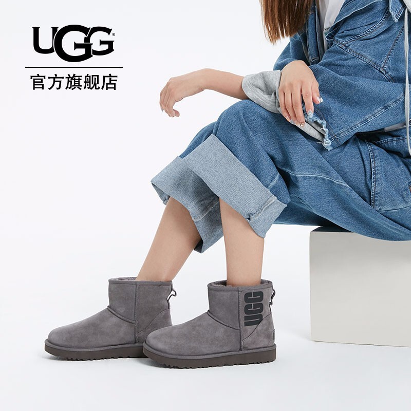 UGG 2020秋冬新款女士靴新奇系列雪地靴短靴LOGO标识款1108231 GREY | 灰色  39