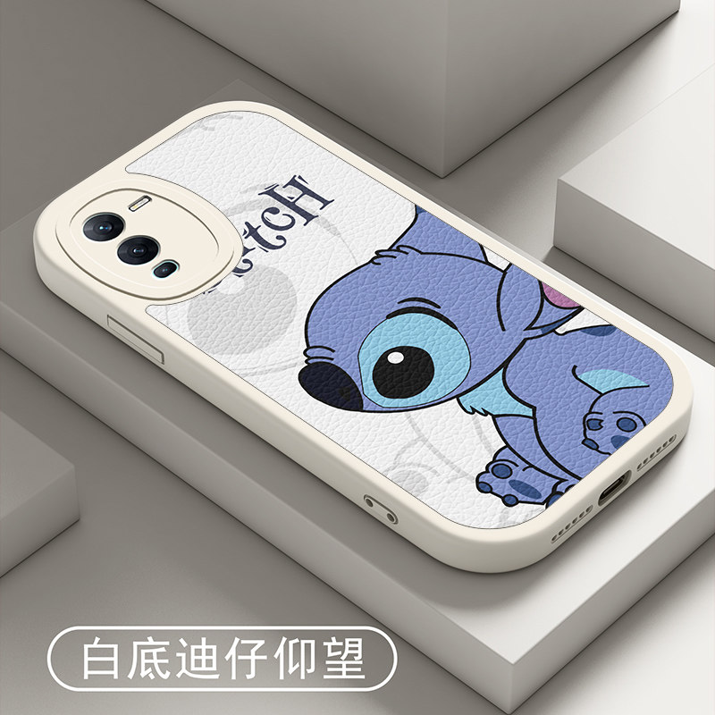 套vivo新款小羊皮全包防摔新品 小羊皮古董白-白底迪仔仰望(配手绳)